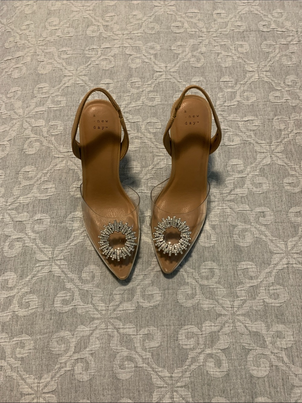 a new day Tan Pointed-Toe Slingback Heels (Size 7 1/2)